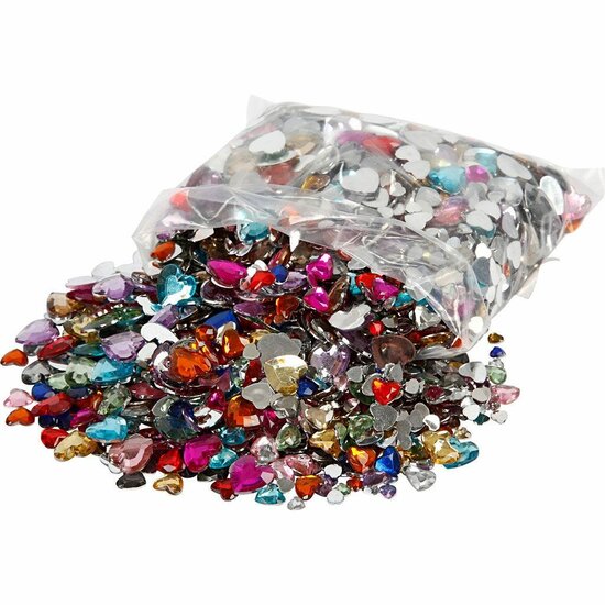 Strasstenen - Hartvormige Strass - Gekleurde Facet Strasstenen Mix - DIY Decoratie en Sieraden Maken - Diverse Kleuren - 6+10+14 mm - 2520 Stuks