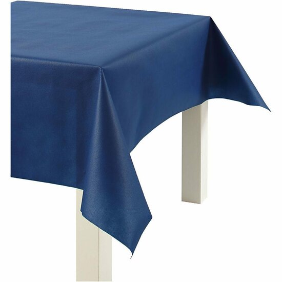 Tafelkleed - Imitatie Stof - Donkerblauw - 125 cm Breed - 10 Meter - Unikleur Tafelkleed