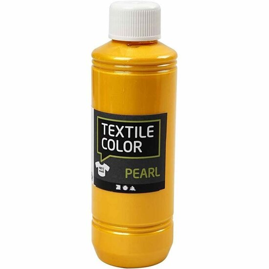 Textielverf Geel – Gele Kledingverf – Stofverf – Textiel Kleurstof – Stoffenverf – Verf Voor Kleding – Textiel Verven – Kleurstof Voor Stof – DIY Kleding Verven – Dekkend – Yellow – Parelmoer Metallic