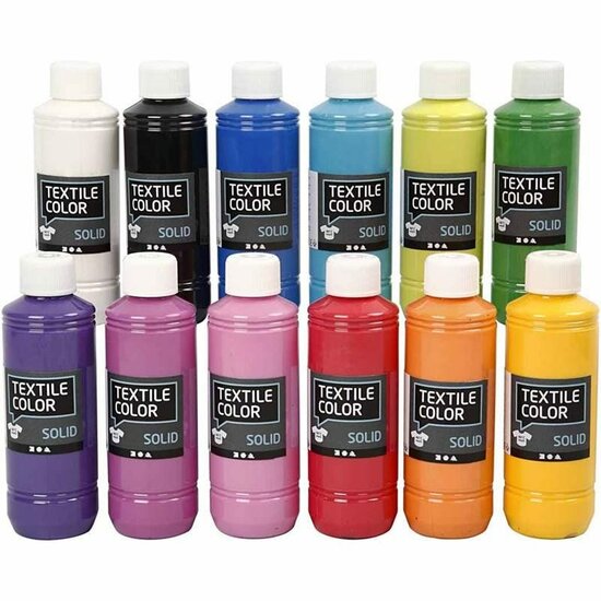 Textielverf Zwart – Zwarte Kledingverf – Stofverf – Textiel Kleurstof – Stoffenverf – Verf Voor Kleding – Textiel Verven – Kleurstof Voor Stof – DIY Kleding Verven – Dekkend – 250 ml – 12 stuks