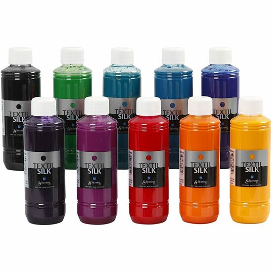 Textielverf - Diverse Kleuren - Stofverf - Textiel Kleurstof - Stoffenverf - DIY Kledingverf - Schjerning - 10x250 ml