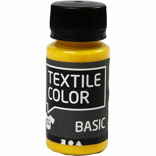 Textielverf Geel - Primair Kledingverf - Basic Textile Color - Stofverf - Textiel Kleurstof - Stoffenverf - DIY Textielverf - 50 ml