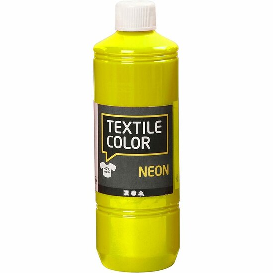 Textielverf Neon Geel – Gele Kledingverf – Stofverf – Textiel Kleurstof – Stoffenverf – Verf Voor Kleding – Textiel Verven – Kleurstof Voor Stof – DIY Kleding Verven – Fluoriserend Geel – 500 ml