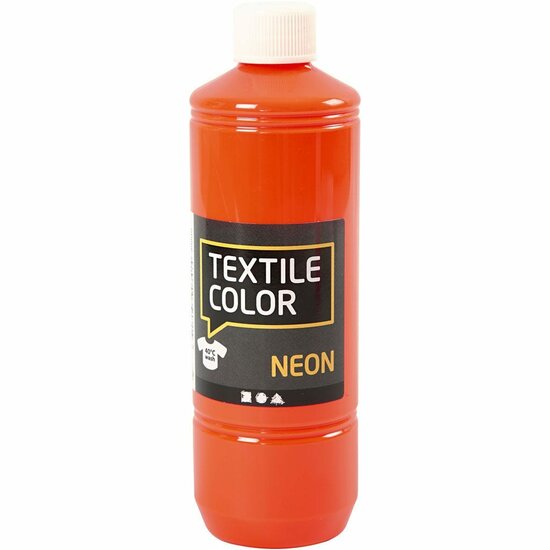 Textielverf Neon Oranje – Kledingverf – Stofverf – Textiel Kleurstof – Stoffenverf – Verf Voor Kleding – Textiel Verven – DIY Kleding Verven – 500 ml – 1 Stuk