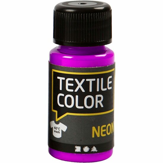 Textielverf Neon Paars - DIY Kledingverf - Stofverf - Textiel Kleurstof - Stoffenverf - Verf Voor Kleding - Textiel Verven - Opvallende Kleur - 50 ml - 1 Stuk