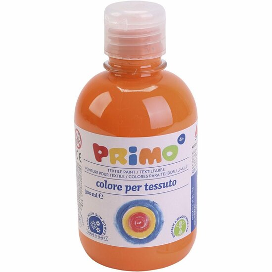 Textielverf Oranje - Oranje Kledingverf - Textiel Kleurstof - Stoffenverf - Kindvriendelijke Huidveilige Textielverf - Kledingverf - Verf Voor Kleding - PRIMO - 300 ml