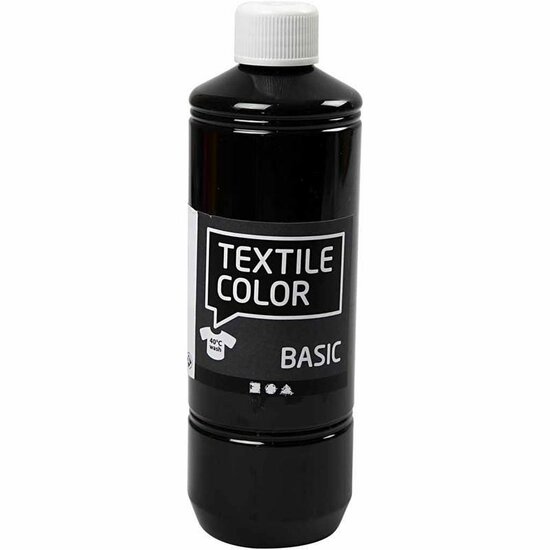 Textielverf Zwart - Zwarte Kledingverf - Stofverf - Textiel Kleurstof - Stoffenverf - Verf Voor Kleding - Textiel Verven - Kleurstof Voor Stof - DIY Kleding Verven - 500 ml