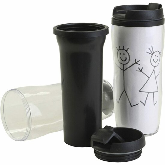Thermo Mok met Deksel - Transparante Herbruikbare Koffiebeker - DIY Personaliseerbare Reismok voor Warme & Koude Dranken - 17,5 cm - 12 Stuks