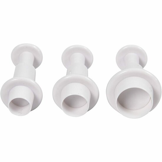 Uitsteekvormen met Stempel - Ronde Koekjesvormen - Fondant en Marsepein Uitsteken - Creatieve Keukenhulpmiddelen voor Bakken en Decoreren - Perfect voor Hobbybakkers - 3 Stuks