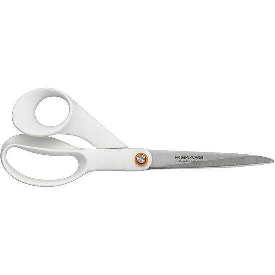 Universele Schaar Wit - Multifunctionele Schaar - Knutselschaar - Kantoor Schaar - Stoffenschaar - Sterke RVS Schaar - Scherp Snijden - L 21 cm - 1 Stuk
