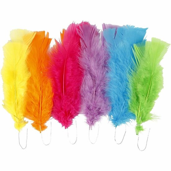 Veren Mix Diverse Kleuren - Decoratieve Gekleurde Veren - Knutselveren - Hobby Veren - Knutselveren - Sierveren - 11-17cm - 18 Bollen