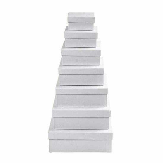 Vierkante Dozen Set - Witte Kartonnen Opbergdozen - DIY Cadeaudozen en Opbergboxen - Geschikt voor Verpakken, Decoreren en Creatieve DIY Projecten - Handige Opbergset - 7 Stuks