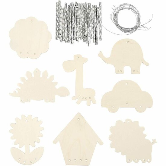 Houten Windgong - 24 Stuks - Triplex - Metalen Pinnen - DIY Knutselpakket - Windchimes