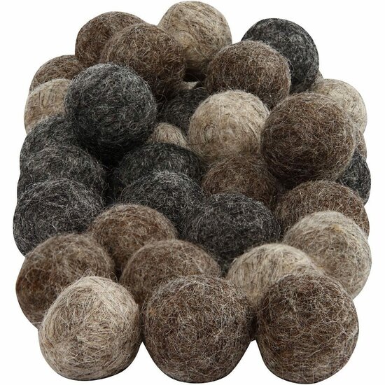 Wol Kralen Naturel - Handgemaakte Vilten Bolletjes - 100% Pure Wol - DIY Sieraden Maken, Creatieve Knutselprojecten & Decoratie - Hoge Kwaliteit - Diameter 20 mm - Set van 64 Stuks