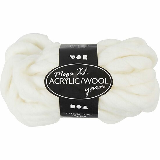 XL garen van acryl, off-white, L: 15 m, afm mega , 300 gr/ 1 bol