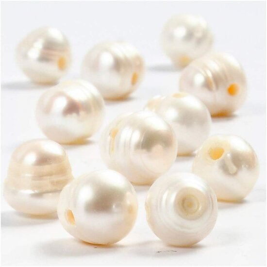 Zoetwater Parels - Parelmoer Kralen - Natuurlijke Sieraden Parels - DIY Juwelen, Knutselen & Accessoires - 9-11 mm Groot - 2 mm Gat - Set van 10 Stuks