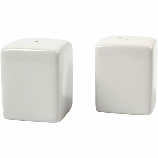 Zout & Peper Set - Witte Porseleinen Zout En Peper Set - DIY Decoratie Set Voor Keuken - Hoogte 6 cm, Afmeting 5x5 cm - 6 Sets