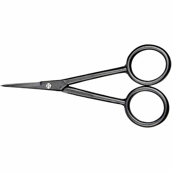 3D Schaar - Zwart Gelakte Metalen Schaar - Scherpe Precisieschaar voor Delicaat Knipwerk - Rechtshandig - Fijn & Gedetailleerd Knippen - Rechtshandig - 11 cm - 1 Stuk