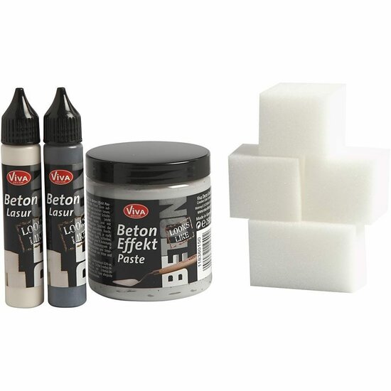 Effect Paint Beton Look - DIY Verf Voor Beton Effect - 3D Textuurschilderen & Reliëf Schilderen - Geschikt Voor Meubels, Muren & Kunstwerken - Beton Pasta - Kleur Grijs - Inhoud 250 ml