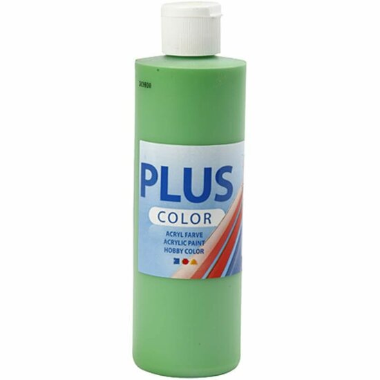 Acrylverf - Groene Verf - Acrylaatverf - Acrylpaint - Hobbyverf - Sneldrogende Verf - Dekkende Verf - Waterbasis Verf - Hoogwaardige Decoratie Verf - Bright Green - Plus Color Verf - 250ml