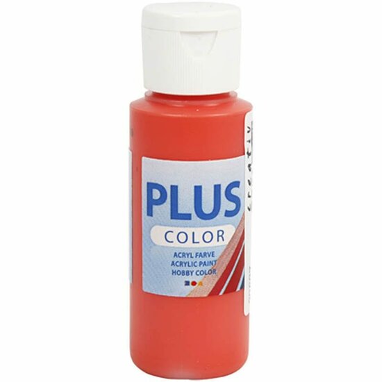 Acrylverf - Rode Verf - Acrylaatverf - Acrylic paint - Hobbyverf - Sneldrogende Verf - Dekkende Verf - Waterbasis Verf - Hoogwaardige Decoratie Verf - Brilliant Red - Plus Color Verf - 60ml