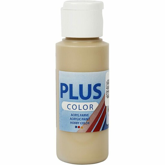 Acrylverf - Beige Verf - Acrylaatverf - Acrylic paint - Hobbyverf - Sneldrogende Verf - Dekkende Verf - Waterbasis Verf - Hoogwaardige Decoratie Verf - Donker Beige - Plus Color Verf - 60ml