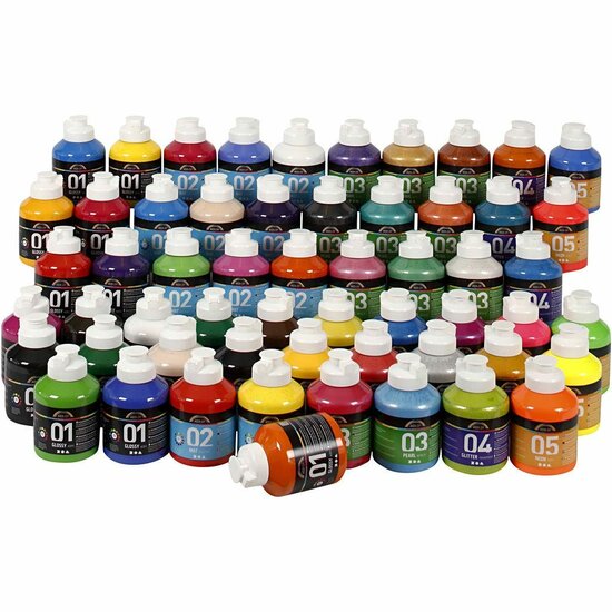 Acrylverf - Verschillende Kleuren - Acrylaatverf - Acrylic paint - Hobbyverf - Knutselen en Verven - Sneldrogend - 57x500 ml