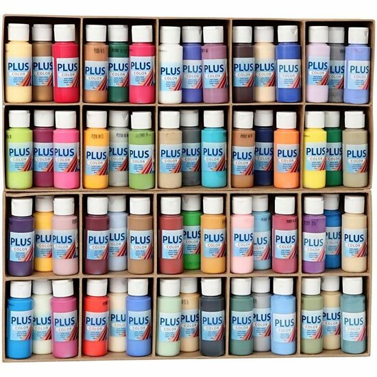 Acrylverf - Diverse Kleuren Verf - Acrylaatverf - Acrylic paint - Hobbyverf - Sneldrogende Verf - Dekkende Verf - Waterbasis Verf - Hoogwaardige Decoratie Verf - Plus Color Verf - 60x60ml