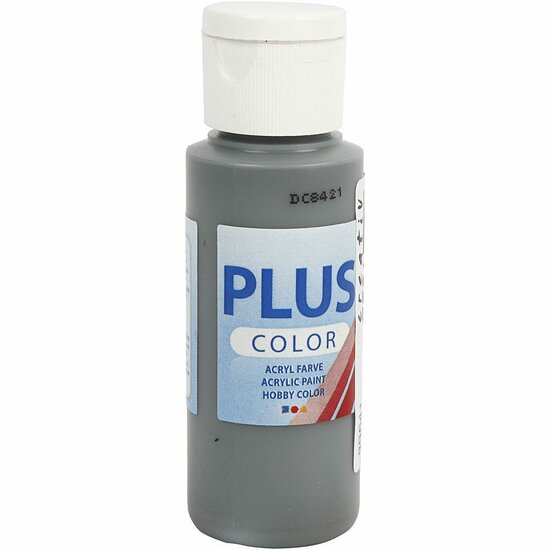 Acrylverf - Grijze Verf - Acrylaatverf - Acrylic paint - Hobbyverf - Sneldrogende Verf - Dekkende Verf - Waterbasis Verf - Hoogwaardige Decoratie Verf - Donker Grijs - Plus Color Verf - 60ml
