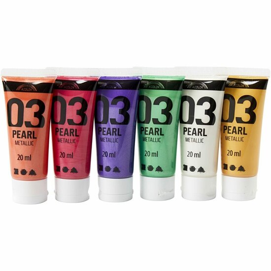 Metallic Verf - Acrylverf Metallic Mix - Metaalverf - Verschillende Kleuren Metallic Hobbyverf - Glansverf - Shimmerverf - Acrylaatverf - 6 x 20ml