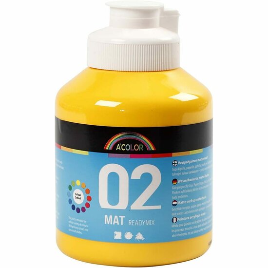 Acrylverf - Gele Sneldrogende Hobbyverf - DIY Knutselverf Voor Creatieve Projecten - Schilderbenodigdheden - Creatief Verven - Geschikt Voor Diverse Oppervlakken - 500 ml