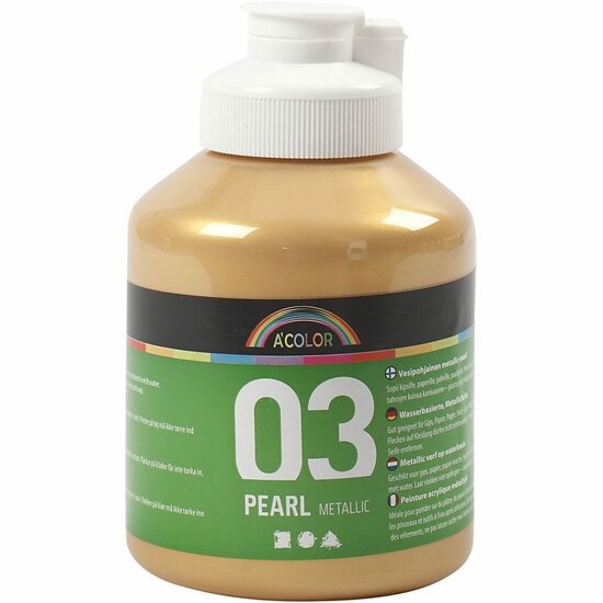 Acrylverf - Metallic Gouden Verf - Acrylaatverf - Acrylic paint - Hobbyverf - Sneldrogend - Hoog gepigmenteerde Gouden Metallic Verf - Geschikt voor Kunst & DIY - 500 ml