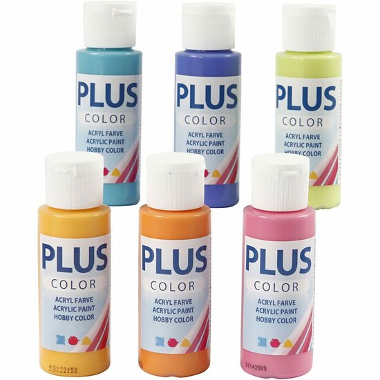 Acrylverf - Diverse Kleuren Verf - Acrylaatverf - Acrylic paint - Hobbyverf - Knutselen en Verven - Sneldrogende Verf - Waterbasis Verf - Plus Color Verf - 6x60ml
