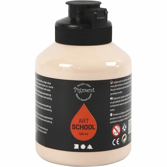 Acrylverf - Licht Beige Verf - Acrylaatverf - Acrylic paint - Hobbyverf - Sneldrogende Verf - Semi Glanzend - Pigment Art School - 500 ml