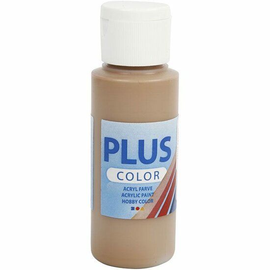 Acrylverf - Beige Verf - Acrylaatverf - Acrylic paint - Hobbyverf - Sneldrogende Verf - Dekkende Verf - Waterbasis Verf - Hoogwaardige Decoratie Verf - Lichtbruin - Plus Color Verf - 60ml