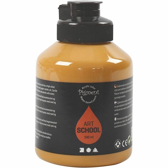 Acrylverf - Gele Verf - Acrylverf Ochre - Acrylaatverf - Acrylic paint - Semi-Glanzende Hobbyverf - Knutselen en Verven - Sneldrogende Verf - 500 ml