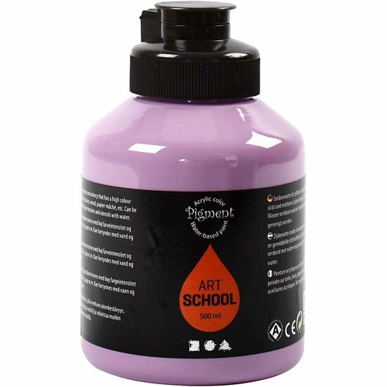 Acrylverf - Paarse Verf - Acrylaatverf - Acrylic paint - Hobbyverf - Sneldrogende Verf - Semi Glanzende Verf - Waterbasis Verf - Paars - Dekkend - Pigment Art School - 500 ml