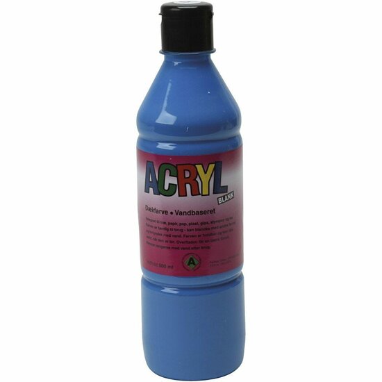 Acrylverf - Primaire Blauwe Verf - Acrylaatverf - Acrylic paint - Hobbyverf - Sneldrogend - Waterbasis Pigment - Geschikt voor Schilderen, Knutselen & Textiel - 500 ml