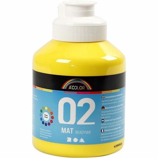 Acrylverf - Primaire Gele Verf - Acrylaatverf - Acrylic paint - Hobbyverf - Sneldrogend - Intense Dekking - Kunstschildersverf - DIY Schilderen, Knutselen & Decoratie - 500 ml
