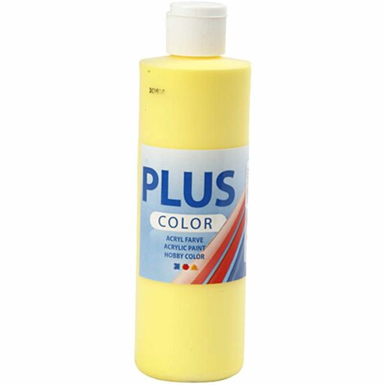 Acrylverf - Gele Verf - Acrylaatverf - Acrylic paint - Hobbyverf - Sneldrogende Verf - Dekkende Verf - Waterbasis Verf - Hoogwaardige Decoratie Verf - Primaire Geel - Plus Color Verf - 250ml