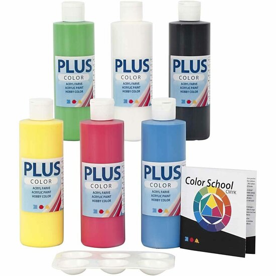 Acrylverf - Diverse Kleuren Verf - Acrylaatverf - Acrylic paint - Hobbyverf - Sneldrogende Verf - Dekkende Verf - Waterbasis Verf - Hoogwaardige Decoratie Verf - Primaire Kleuren - 6x250ml