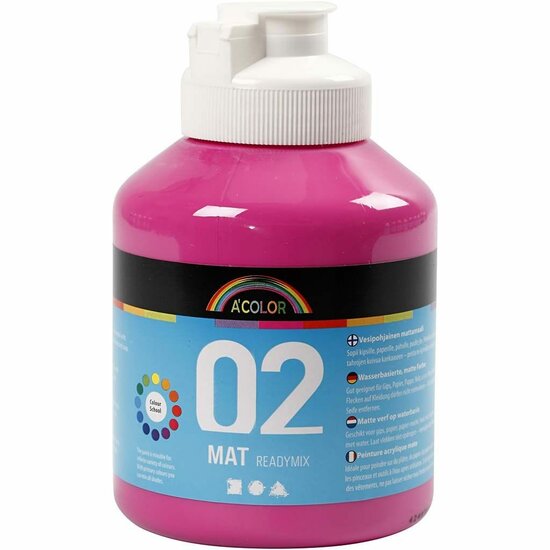 Acrylverf - Roze Verf - Acrylaatverf - Acrylic paint - Hobbyverf - Knutselen en Verven - Sneldrogend - Dekkende verf voor DIY Schilderprojecten & Creatief Werk - 500 ml