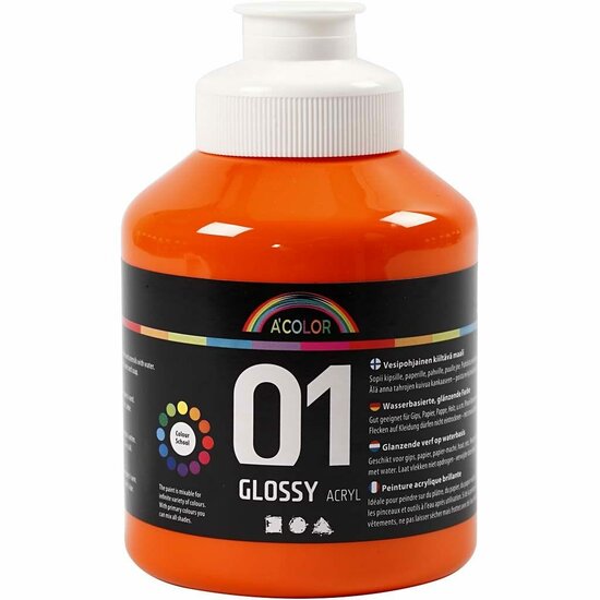Acrylverf - Oranje Verf - Acrylverf Oranje - Acrylaatverf - Acrylic paint - Glossy Hobbyverf - Knutselen en Verven - Sneldrogende Verf - 500 ml