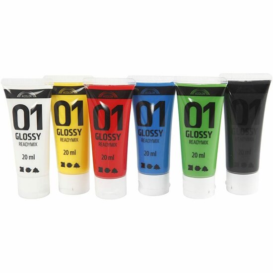 Acrylverf - Verschillende Kleuren - Acrylaatverf - Acrylic paint - Hobbyverf - Knutselen en Verven - Sneldrogend - Glossy - 6x20 ml