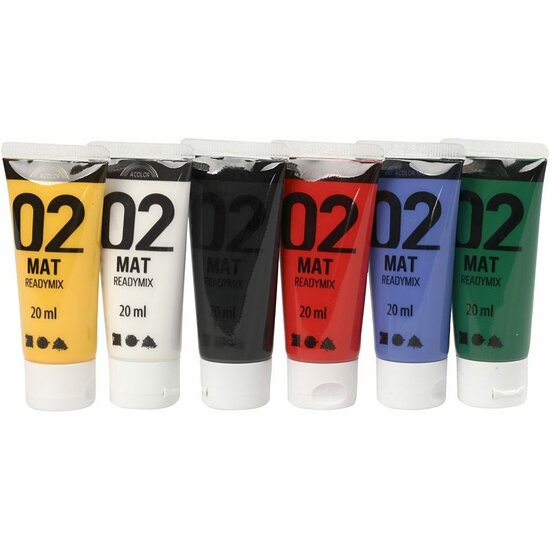 Acrylverf - Verschillende Kleuren - Acrylaatverf - Acrylic paint - Hobbyverf - Knutselen en Verven - Sneldrogend - Intens Pigment - 6x20 ml