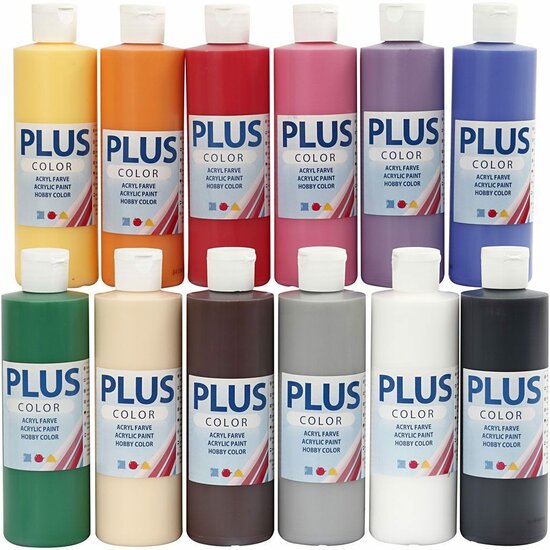 Acrylverf Set - Acrylpaint - Acrylic Verf Paint - Kunstschildersverf - Hobbyverf - Watergedragen Verf - Sneldrogende Pigmentrijke Verf - Kunstenaarsverf - Verschillende Kleuren - 12 x 250 ml