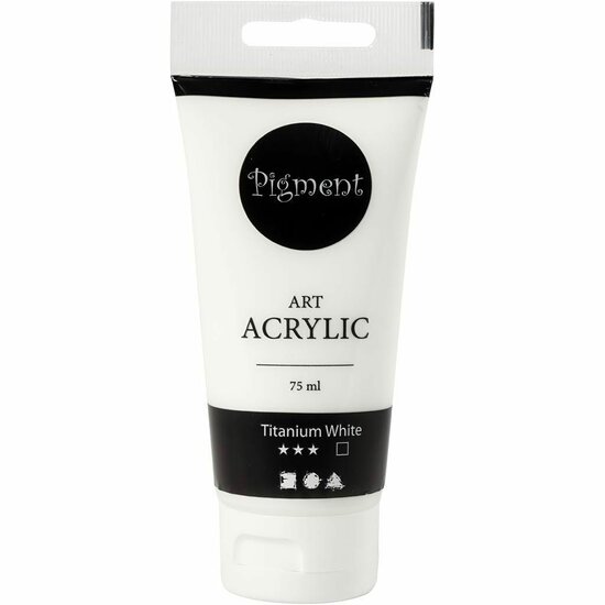 Acrylverf - Witte Verf - Acrylaatverf - Acrylic paint - Hobbyverf - Sneldrogende Verf - Transparante Verf - Waterbasis Verf - Titanium White - Transparant - Pigment Art - 75 ml