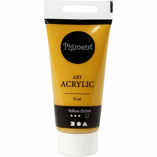 Acrylverf - Gele Verf - Acrylaatverf - Acrylic paint - Hobbyverf - Sneldrogende Verf - Dekkende Verf - Waterbasis Verf - Yellow Ochre - Pigment Art - 75 ml