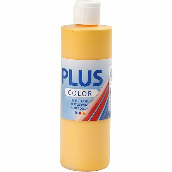 Acrylverf - Gele Verf - Acrylaatverf - Acrylpaint - Hobbyverf - Sneldrogende Verf - Dekkende Verf - Waterbasis Verf - Hoogwaardige Decoratie Verf - Yellow Sun - Plus Color Verf - 250ml
