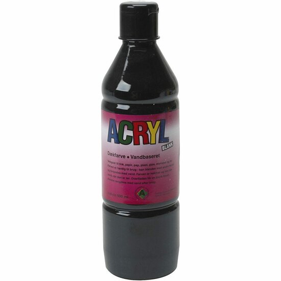 Acrylverf - Zwarte Verf - Acrylaatverf - Acrylic paint - Hobbyverf - Knutselen en Verven - Sneldrogend - Hoogwaardige waterbasis Acrylverf - 500 ml